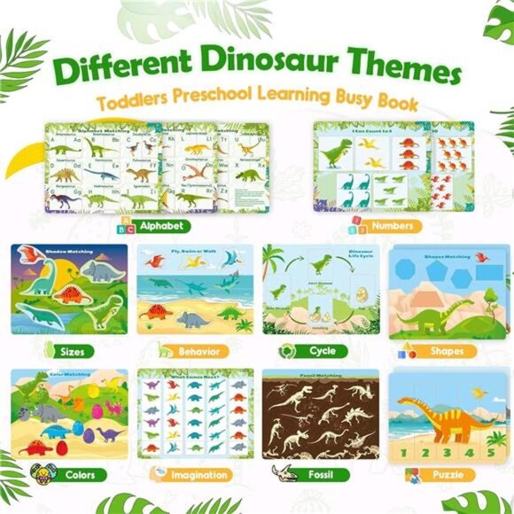 Montessori Toys for Toddlers,Newest Dinosaur Themes Busy Book for Kids Toys Ages - Picture 3 of 6